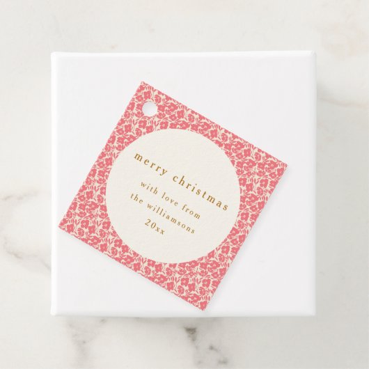 Bloemen Gedempt Rood Schattige Aangepaste Kerstmi Bedankjes Labels (In situ)