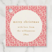 Bloemen Gedempt Rood Schattige Aangepaste Kerstmi Bedankjes Labels (Voorkant)