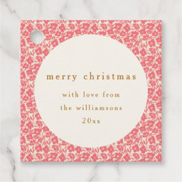 Bloemen Gedempt Rood Schattige Aangepaste Kerstmi Bedankjes Labels