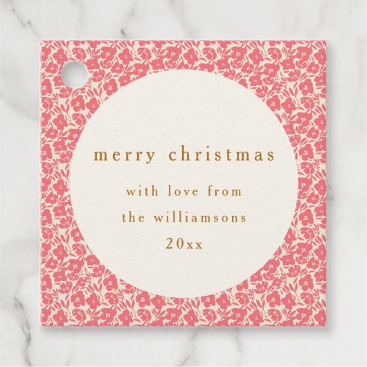  Bloemen Gedempt Rood Schattige Aangepaste Kerstmi Bedankjes Labels (Voorkant)