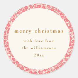 Bloemen Gedempt Rood Schattige Aangepaste Kerstmi Ronde Sticker