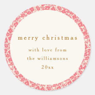  Bloemen Gedempt Rood Schattige Aangepaste Kerstmi Ronde Sticker