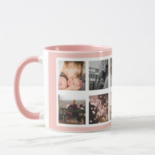 Bloemen Gedempte Blush Roze MUM Custom Multi Foto  Mok (Links)