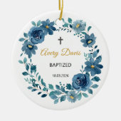 Bloemen gedoopt Gepersonaliseerde naam en datum Keramisch Ornament (Voorkant)