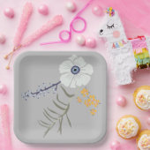 Bloemen Geel Blauw Botanisch Evenement Papieren Bordje (Feest)