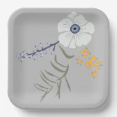 Bloemen Geel Blauw Botanisch Evenement Papieren Bordje (Voorkant)