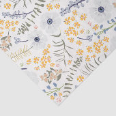 Bloemen Geel Blauw Botanisch Patroon Tissuepapier (Detail)