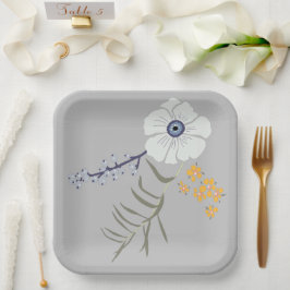 Bloemen Geel Blauw Botanische Gebeurtenis Papieren Bordje