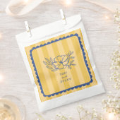 Bloemen Geel Blauw Botanische Streep Bruiloft Bedankzakje (Geknipt)