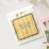 Bloemen Geel Blauw Botanische Streep Bruiloft Bedankzakje (Gezegeld)