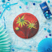 Bloemen Geel Bloemenkunst Custom Paper Borden 7 in Papieren Bordje (Feest)