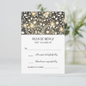 Bloemen geel bruin rustieke bruiloft RSVP kaarten Kaartje (Staand voorkant)
