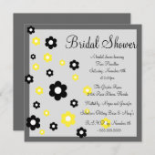 Bloemen Geel & Grijs Bruids Douche Uitnodiging (Voorkant / Achterkant)