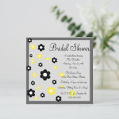 Bloemen Geel & Grijs Bruids Douche Uitnodiging (Staand voorkant)