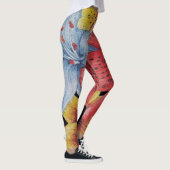 Bloemen geel rood blauw vet bloemmotief leggings (Rechts)
