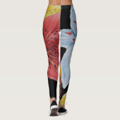 Bloemen geel rood blauw vet bloemmotief leggings (Achterkant)