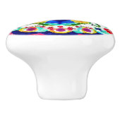 Bloemen geïnspireerd blauw gele rode esthesie keramische knop (Zijkant)