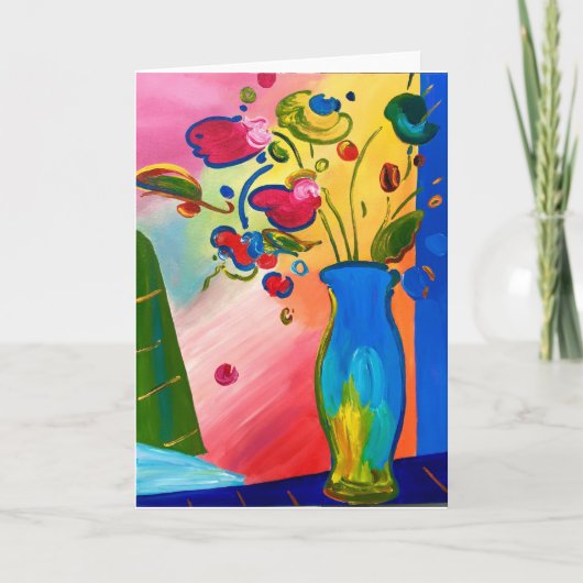 Bloemen geïnspireerd op Peter Max Wenskaart Kaart (Voorkant)