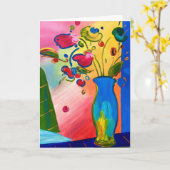 Bloemen geïnspireerd op Peter Max Wenskaart Kaart (Gele Bloem)