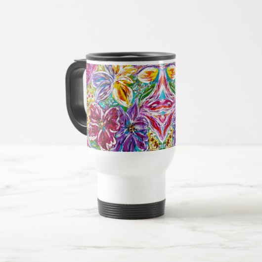 Bloemen Geïsoleerde warme en koude reismok Reisbeker (Voorkant links)