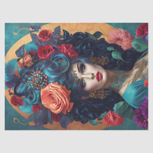 Bloemen gekroond ontkoppelpapier tissuepapier (Voorkant)