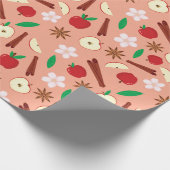 Bloemen, gekruide appels, kaneel naadloos cadeaupapier (Hoek)