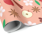 Bloemen, gekruide appels, kaneel naadloos cadeaupapier (Rol Hoek)