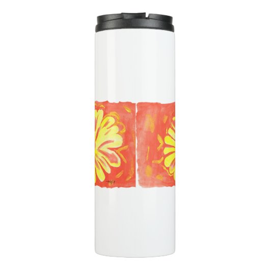 Bloemen - Gele Bloemen Thermosbeker (Achterkant)