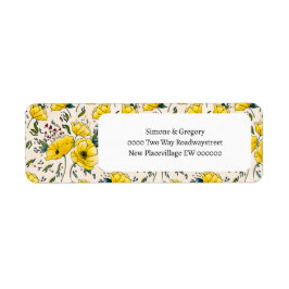 Bloemen gele klaprozen boterbloemen etiket