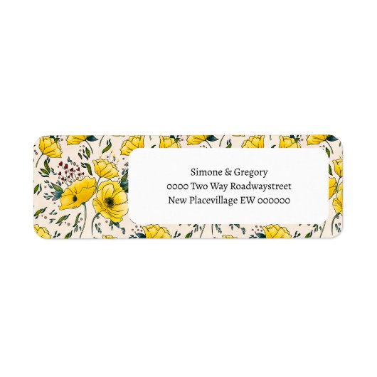 Bloemen gele klaprozen boterbloemen etiket (Voorkant)