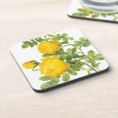  bloemen, gele rozen van Redoute Onderzetter (Linkerzijde)