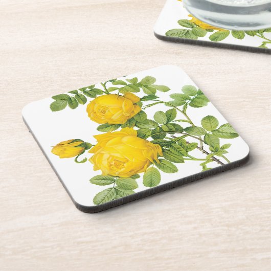 bloemen, gele rozen van Redoute Onderzetter (Linkerzijde)