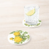  bloemen, gele rozen van Redoute Zandsteen Onderzetter (Zijkant)