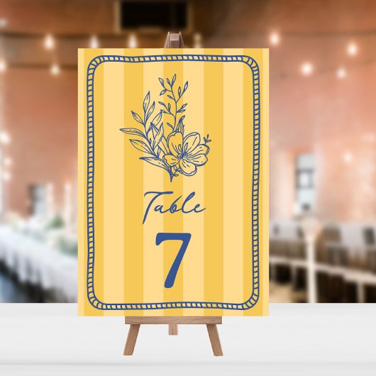 Bloemen gele streep bruiloft kaart