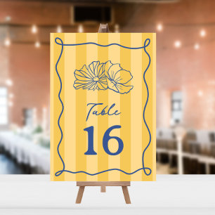 Bloemen Gele Streep Bruiloft Kaart