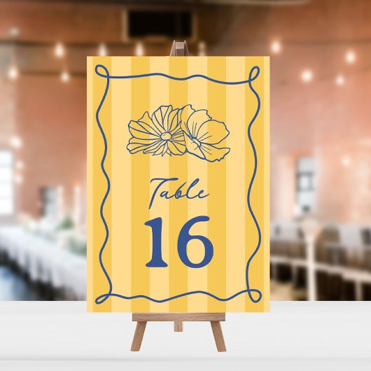 Bloemen Gele Streep Bruiloft Kaart