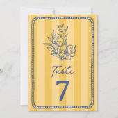 Bloemen gele streep bruiloft kaart (Voorkant)