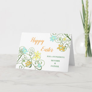 Bloemen Gelukkig Pasen Moeder en Vader Feestdagen Kaart
