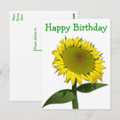 Bloemen Gelukkige Verjaardag Gele Zonnebloem Bloem Briefkaart (Voorkant / Achterkant)