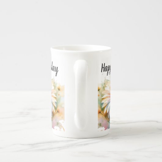 Bloemen Gelukkige Verjaardag Mama Personaliseren Porselein Kop (Achterkant)