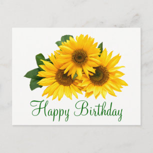 Bloemen Gelukkige Verjaardag Zonnebloem Gele Bloem Briefkaart