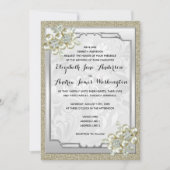 Bloemen Gem Zilver ingelijst, Goud & Zilveren Brui Kaart (Voorkant)