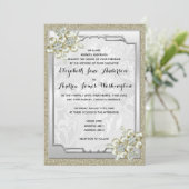 Bloemen Gem Zilver ingelijst, Goud & Zilveren Brui Kaart (Staand voorkant)