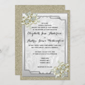 Bloemen Gem Zilver ingelijst, Goud & Zilveren Brui Kaart (Voorkant / Achterkant)