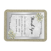 Bloemen Gem Zilver ingelijst, Goud & Zilveren Brui Magneet (Horizontaal)