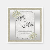 Bloemen Gem Zilver ingelijst, Goud & Zilveren Brui Servet (Voorkant)