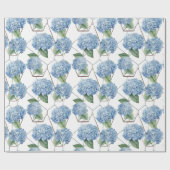 Bloemen Geometrie - Blauw & Wit Hydrangeas Cadeaupapier (Vlak)