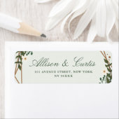 Bloemen geometrisch groen adres etiket (Insitu)