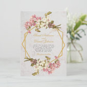 Bloemen Geometrisch Marmer Goud Roze Orchideeën Br Kaart (Staand voorkant)