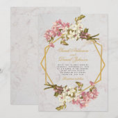 Bloemen Geometrisch Marmer Goud Roze Orchideeën Br Kaart (Voorkant / Achterkant)